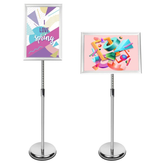 Olmecs Adjustable Pedestal Poster Stand Aluminum Snap Open Frame for 11x17 Inch, Vertical and Horizontal View Sign Displayed, Black A3